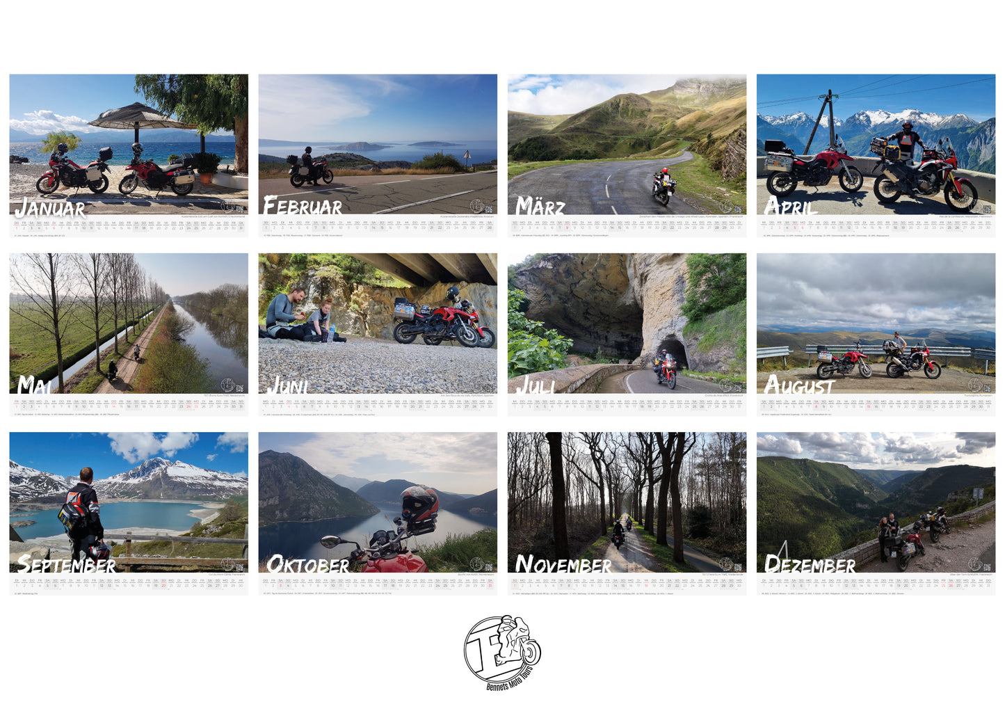 2026 Der Kalender: Motorradreisen Wandkalender DIN A3