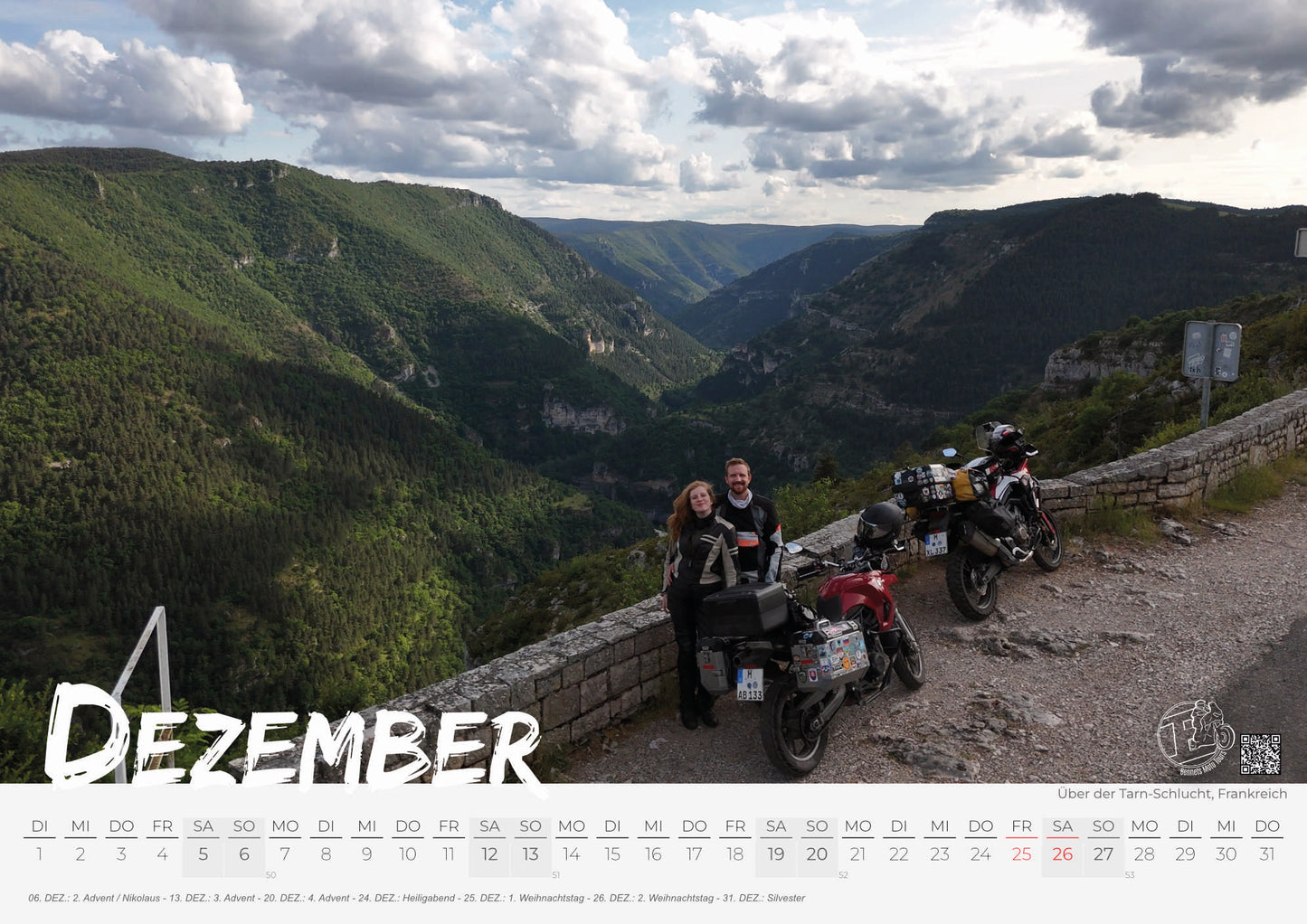 2026 Der Kalender: Motorradreisen Wandkalender DIN A3